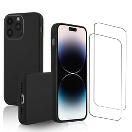 iPhone 14 Pro case and 2 protective screens - Silicone - Black